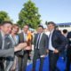 Foto: Thomas Siedler -Varta Jubiläum. Von links: Zauberkuenstler TOMBECK, Staatssekretaerin Katrin Schuetz, OB Karl Hilsenbek, Herbert Schein und Michael Tojner.